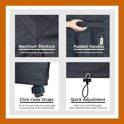 Heavy Duty Outdoor Sectional Sofa Cover, 130-inch L-Shaped Waterproof 600D Patio Furniture Covers, Lawn Patio Couch Protector(Midnight Black, V-Shaped-130" x 130")