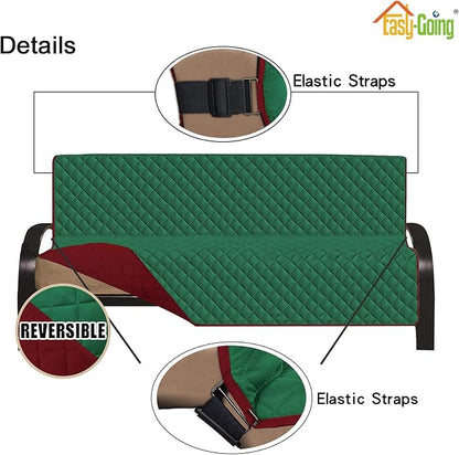 Easy-Going Reversible Couch Cover, Large Futon Sofa, Green/Christmas Red | Machine Washable Slipcover For Dogs, Water Resistant Furniture Mat For Living Room, Non-Slip Sofa Cover, Pet Friendly