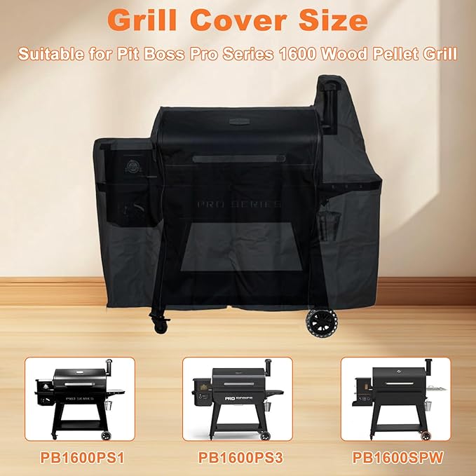 Grill Cover for Pit Boss Pro Series 1600 Wood Pellet Grill Smoker PB1600PS1 PB1600PS3 Sportsman 1600 Grill, Heavy Duty Waterproof UV Griddle Grill Cover for PB1600
