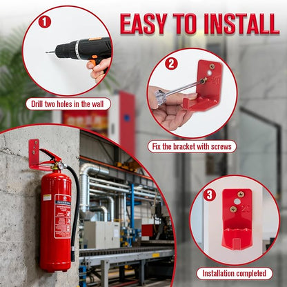 Fire Extinguisher Mount 20 Pack, Fire Extinguisher Bracket up to 66 lb, Include Screws and Gaskets, Carbon Steel Material, Easy to Install, Ideal for Workshop, Garage, or Home Use