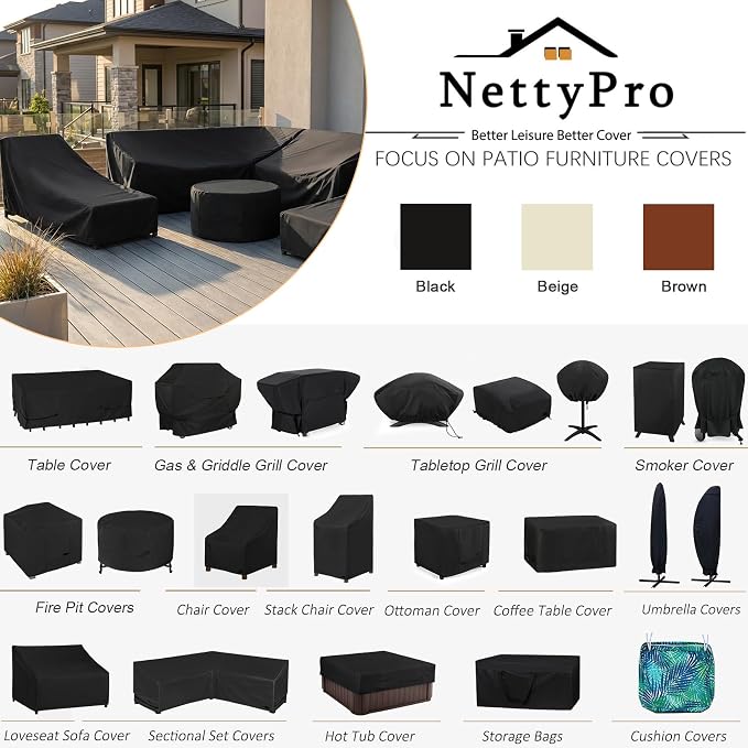 NettyPro Grill Cover for Outdoor Grill 48 Inch Waterproof Heavy Duty, Black | 2-3 Burner Gas BBQ Cover for Outside, UV Protection, Windproof Strap, Air Vent, Fits Weber, Char-Broil, Brinkmann Barbecue