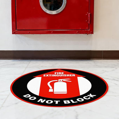 5 Pack Fire Extinguisher Do Not Block Sign Self Adhesive 12 Inch Safety Signs Non-Slip Waterproof Vinyl Floor Sticker for Office Warehouse Business Equipment