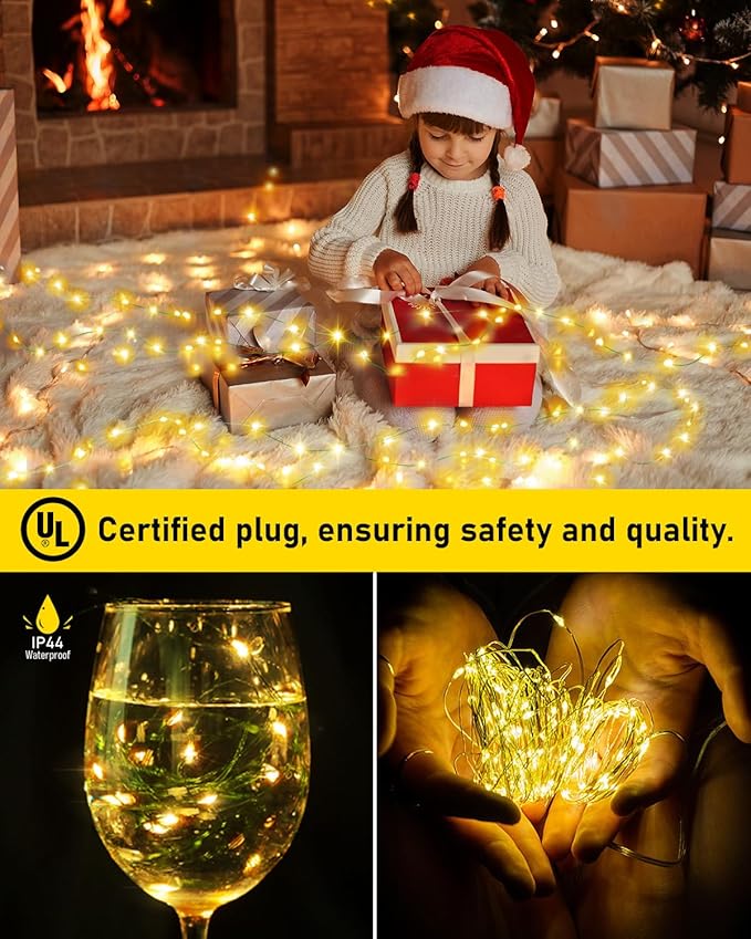 KNONEW 400FT Outdoor Christmas Fairy Lights Plug in,1200 LED String Lights Outdoor Waterproof 8 Modes Memory Times for Wedding Bedroom Walls Garden Trees Decoration(Warm White)