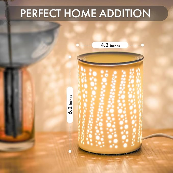 PALANCHY Electric Wax Melt Warmer for Scented Wax or Oil Ceramic Wax Warmer | Wax Melt Light Starry Night Pattern, 2 Bulbs Included 25W. Oil Burner Sized For Bedroom, Office & Living Room. Gift Boxed
