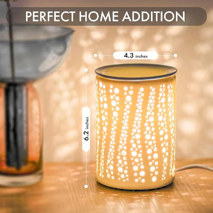 PALANCHY Electric Wax Melt Warmer for Scented Wax or Oil Ceramic Wax Warmer | Wax Melt Light Starry Night Pattern, 2 Bulbs Included 25W. Oil Burner Sized For Bedroom, Office & Living Room. Gift Boxed