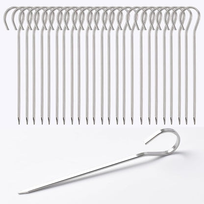 24 pack Flat Stainless Skewers, HONSHEN 4.75 inch Mini Short Barbecue Needle Barbecue Skewers,Baking Rods,Corn on The Grill (4.75 INCH Flat BBQ 24P)