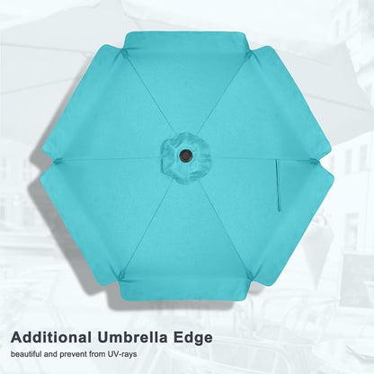 MASTERCANOPY 7.5ft Patio Umbrella with Valance, Crank & Tilt, Turquoise | 6 ribs, UV/fade-resist, waterproof, vent, for garden/deck/yard/pool