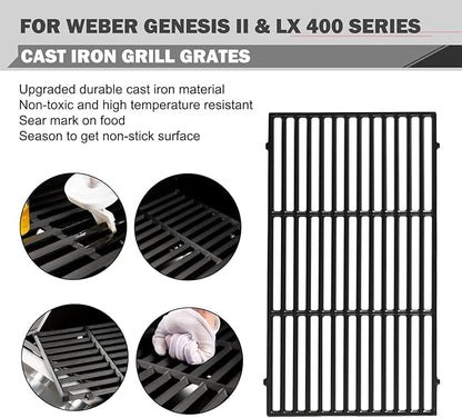 Genesis II E-410 Grill Replacement Parts for Weber Genesis II E410 E-435 S-435 Grill Parts GS4 LX E-440 LX E-410 Grates SPX-435 66097 66033 Flavorizer Bars 66041 Heat Deflector 66089 Cooking Grids