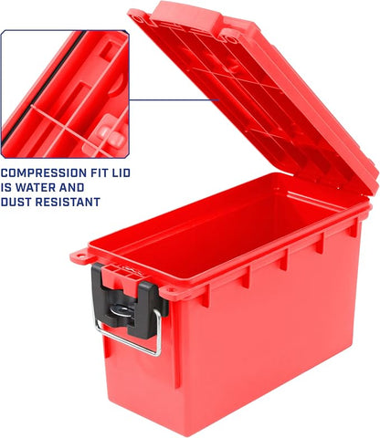 Sheffield Ammo Box Made in USA, Stackable Lockable Ammo Storage Box, Red | Lockable Storage Box, Water and Dust Resistant Dry Box, Secures Hunting Gear, Gun Accessories, Supplies, and Bullets