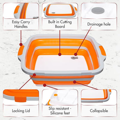 Collapsible XL Smoker & BBQ Prep Tub with Locking Lid | Includes Cutting Board, Meat Marinade & Brine Container For Turkey, Brisket & Ribs - Best Grill Accessories Gifts For Men