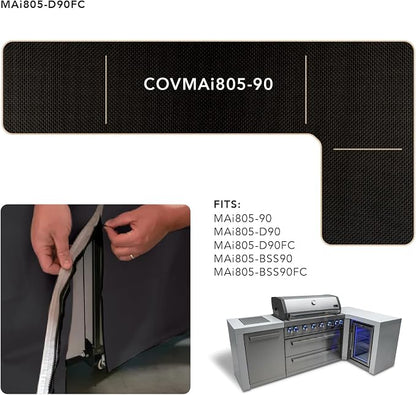 Mont Alpi COVMAi805-90 Heavy Duty All Weather Water Resistant 94" x 50" Full Black Grill Cover for MAi805-90 MAi805-D90 MAi805-BSS90 MAi805-D90FC MAi805-BSS90FC Stainless Steel Outdoor Kitchen Islands