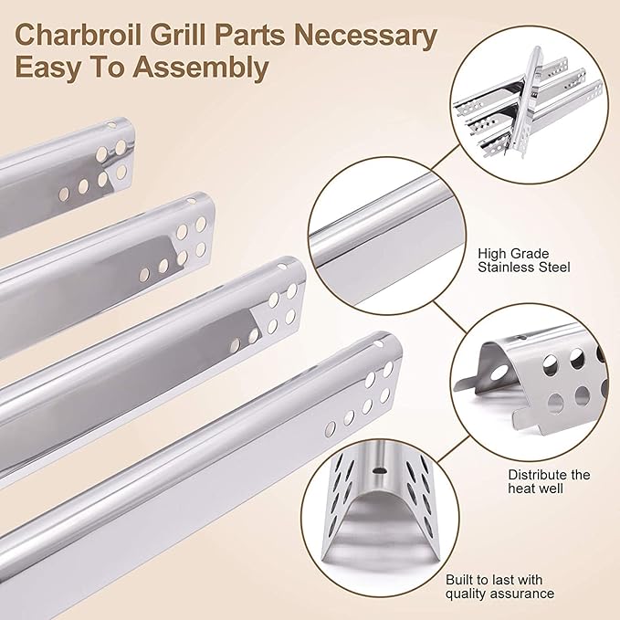 Criditpid Grill Replacement Parts for Charbroil Advantage 6 Burner 463240115, 463235815, Charbroil 463344015, 463432215, 463343015 Gas Grill. Burner Tube, Heat Plate, Carryover Tube for Char-Broil.
