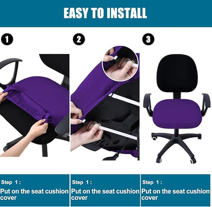Smiry Office Computer Chair Seat Covers for Desk, Anti-dust Protector | Stretch Jacquard Removable Washable Desk Chair Seat Cushion Protectors, Violet
