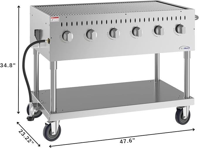 48 in. Commercial Mobile Outdoor Grill Stainless Steel, ETL Listed in Stainless-Steel (KM-CGM-48)