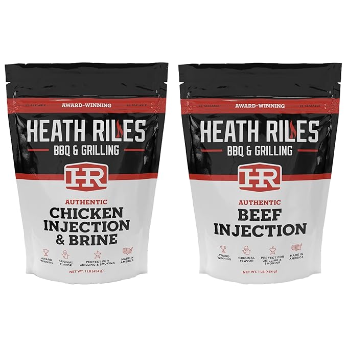 Chicken Injection & Brine with Beef Injection, Heath Riles Meat Injector, Award Winning Chicken Injector & Chicken Brines, Made in the USA