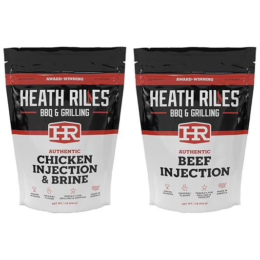 Chicken Injection & Brine with Beef Injection, Heath Riles Meat Injector, Award Winning Chicken Injector & Chicken Brines, Made in the USA
