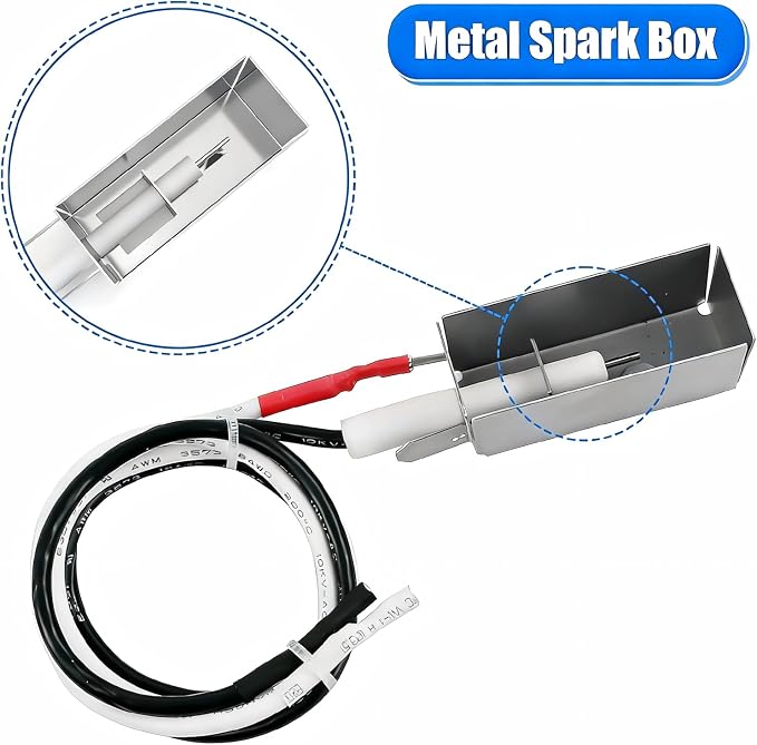 Uniflasy 67726 Grill Igniter Kit for Weber Genesis 300 2007 Side Control | Fits E/S-310 E/S-320 EP-310 EP-320 CEP-310/320; metal spark box, AAA module, 2 wires, electrode & ceramic spark part