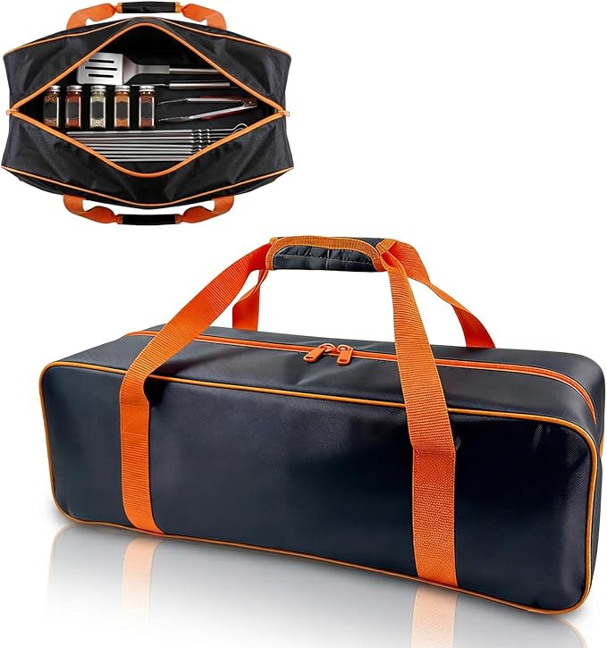Grill Tool Storage Bag, 24" x 8" x 8" Large Capacity BBQ Accessory Storage, Heavy-Duty Utensil Grill Accessories Organizer Case Storage Compatible with Blackstone.Black (No Accessories)