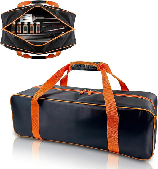 Grill Tool Storage Bag, 24" x 8" x 8" Large Capacity BBQ Accessory Storage, Heavy-Duty Utensil Grill Accessories Organizer Case Storage Compatible with Blackstone.Black (No Accessories)