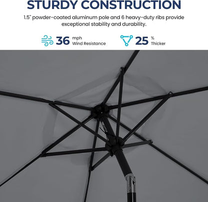 Wisteria Lane Outdoor Patio Umbrella, 7.5' Patio Umbrella, Market Umbrella, Large Outdoor Umbrella, Metal Pole Umbrella with Push Button Tilt and Crank, Polyester Canopy
