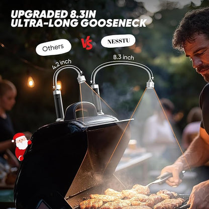 Grill Light Gifts for BBQ Lovers: 2 Pack Grilling Gifts for Men Outdoor BBQ | 8.3in 360° Adjustable Gooseneck, Strong Magnet, Hands Free, Barbecue Accessories for Night Cooking Gadgets for Husband Dad