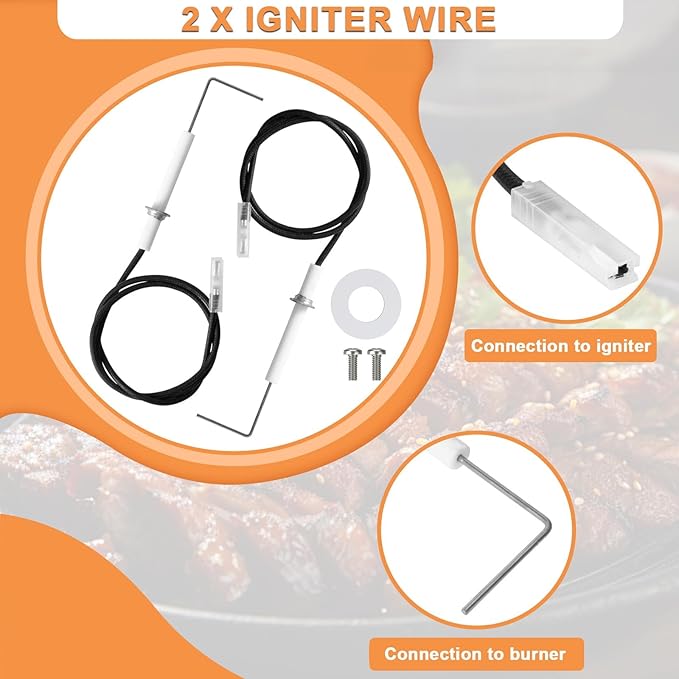 2 Outlet Igniter Kit for Blackstone 28" Griddle Igniter Replacement DHLG-12 Starter for Blackstone Ignition Switch 2-Burner Black Stone Accessories, Ignitor Button&Ignition Wires Kit,AA Battery Needed