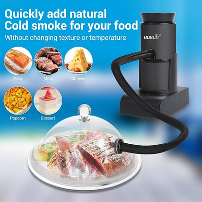 BORUIT Smoking Gun Cocktail Smoker Gun Includes Wood Chips and Accessories,Portable Drink Smoker,Indoor Food Smoker Infuser Kit for Cocktails,Meat,BBQ,Cheese,Veggies & Sous Vide（Black)