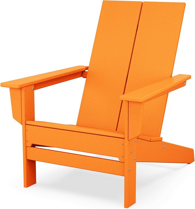 POLYWOOD Contemporary Modern Oversized Adirondack Chair in Tangerine