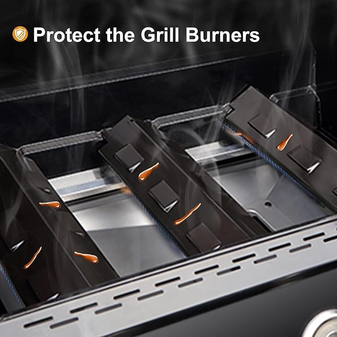 Criditpid Grill Replacement Parts for Charbroil 461442114 463441312 463441514 463440109, Heat Plate Shield, Burner Tubes & Crossover Tube Replacement for Char-Broil 463440109 Gas Grill.