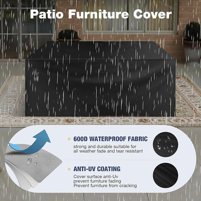 Aoxun Aluminum Patio Furniture Set 7 Seats, Oversized Outdoor Sectional with Washable Thick Cushions, Coffee Table, Patio Conversation Sets for Porch, Balcony, Deck, Dark Gray
