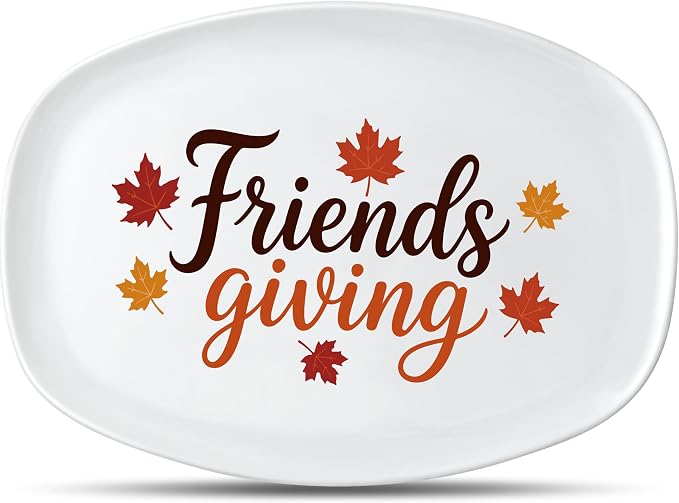 R HORSE Fall Thanksgiving Melamine Platter Gift for Friends | Friends Giving Reusable Serving Tray, Thanksgiving Serving Dish Plate for Turkey, Snack, Dessert, Fall Dinner Party Supplies