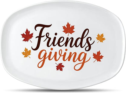 R HORSE Fall Thanksgiving Melamine Platter Gift for Friends | Friends Giving Reusable Serving Tray, Thanksgiving Serving Dish Plate for Turkey, Snack, Dessert, Fall Dinner Party Supplies