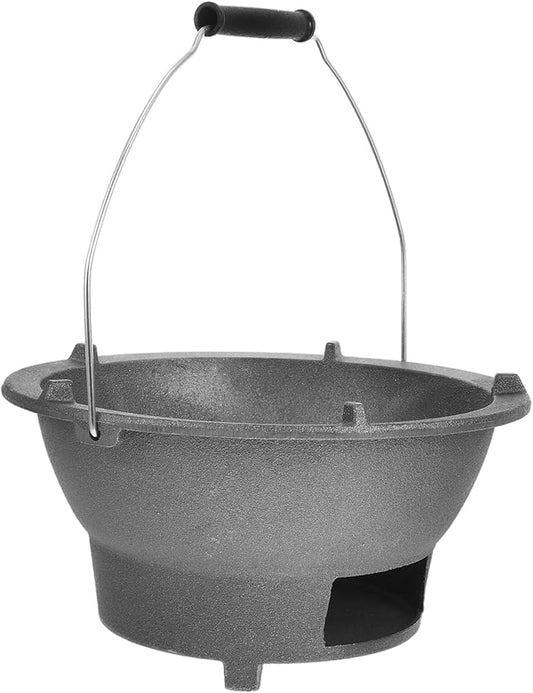 CHILDWEET Cast Iron Charcoal Grill Stove Large round Carbon Stove with Handle and Inner Grate for Outdoor Barbecue Camping and Heating