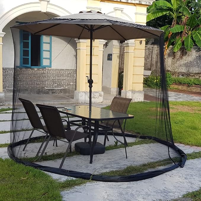 10FT Mosquito Net for Patio Umbrella Outdoors Screen Polyester Hanging Tent （Mosquito Net Only） (10FT)