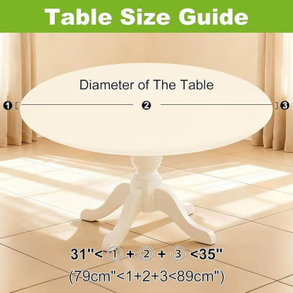 Smiry Round Spandex Tablecloth, Elastic Fitted Washable Tablecloths for 31"-35" Tables, Waterpoof Stretch Picnic Table Cover for Dining, Indoor and Outdoor, Beige