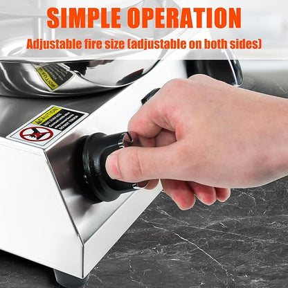 YOOKTEN Shawarma Grill Machine Gas Chicken Shawarma Cooker Machine Propane Doner Kebab Gyro Grill Machine with 2 Burner and Meat Catch Pan for Kitchen Restaurant
