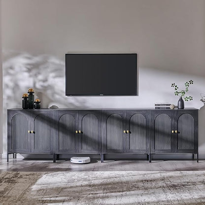 IFGET Modern Buffet Cabinet with Storage, 123.5" W Fluted Arched Sideboard Cabinet w/Adjustable Shelves, Wooden Modular Coffee Bar for Dining Room, Kitchen, Living Room, Entryway, Dark Grey