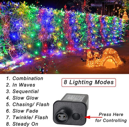 Pooqla Colorful Net Lights, 21x 5ft Christmas Lights Outdoor Green Wire | 360 LED Large Net Mesh Lights Plug in, 8 Modes Waterproof Connectable Multicolor Bushes Lights for Christmas Hedge Yard Decor