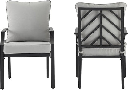 Crosley Furniture Otto 2-Piece Outdoor Chair Set, Dining Patio Chairs for Deck, Backyard, Matte Black with Gray Cushions