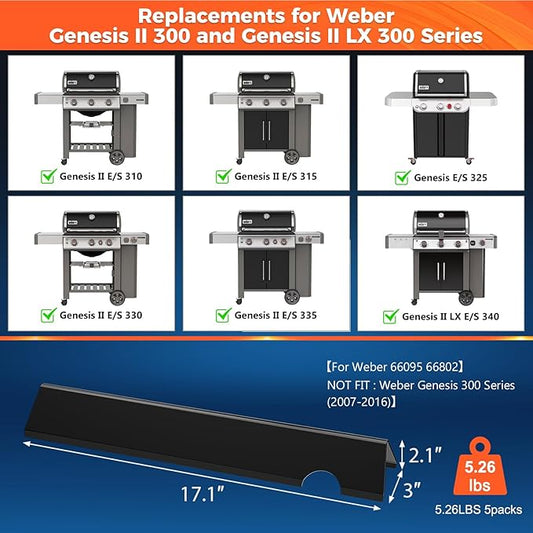 Genesis II Flavorizer Bars for Weber Genesis II 300, Genesis ii E-310 ii E-315 ii E-335 ii S-310 ii S-335 ii SE-335 Grills, Porcelain Enameled 66795 Flavorizer Bars for Weber Genesis II Grill Parts