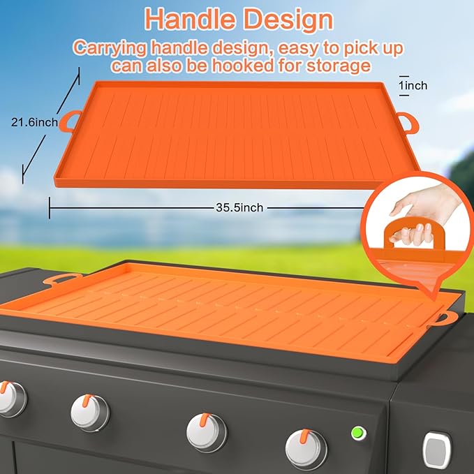 Blackstone 36 Inch Silicone Griddle Cover, Rectangular, Handles, Hand withdrawal