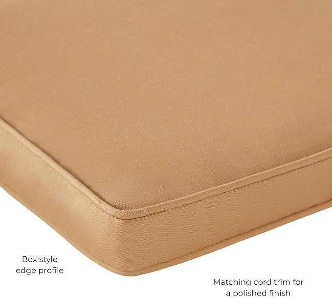 Indoor/Outdoor Chair Pads in Sunbrella Fabric – 17''x17'' Patio Seat Cushions with Foam Insert, Removable Reversible Cover & Ties for Patio Dining Chairs – Set of 2 or 4, Canvas Wheat