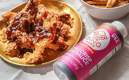 Mr Bing Sweet & Spicy Chili Crisp BBQ Sauce, 14.75 oz, Marinade Dip and Stir-Fry Sauce, Made in USA, Gluten-Free, MSG Free (Pack of 1) (Sweet & Spicy Korean BBQ)