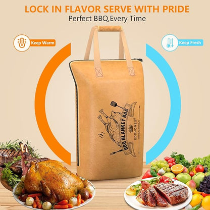 BBQ Blanket for Resting Meat, Reusable Smoker Grilling Meat Insulated Brisket Resting Blanket Bag, Smoker Meat Resting Blanket Bag for Men, Dad, BBQ Lovers, Christmas Gifts&Stocking Stuffers