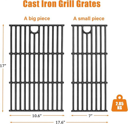 Hisencn Grill Replacement for Charbroil Performance 2 Burner 463630021, 463655421, 463660021, 463660421, 463655621 Gas Grill, 15.5" Heat Plate, 15.3" Burner & 17" Grill Grates