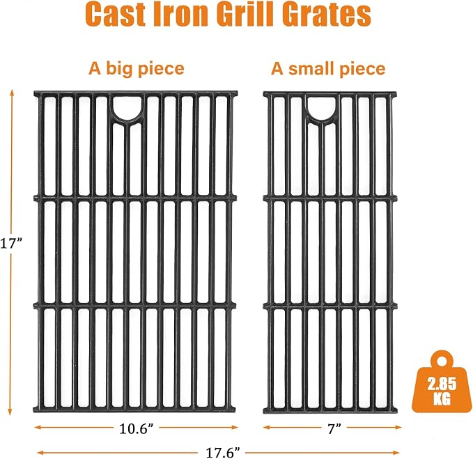 Hisencn Grill Parts for Charbroil Performance 463630021, 463660021, 463660421, 463655621 2 Burner Gas Grill, 15.5“ Heat Plate& 17" Cooking Grate, Replace G325-0002-W1, G426-0004-W1, G426-0005-W1