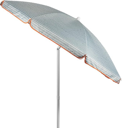 PICNIC TIME 5.5 Ft Portable Beach Umbrella, Lightweight UV Protection Sunshade with Tilt Pole & Carry Bag, Outdoor Canopy Umbrella for Beach, Sand, Pool, Patio, Camping, Travel, or Backyard Shade, (Wave Break Gray Pattern)