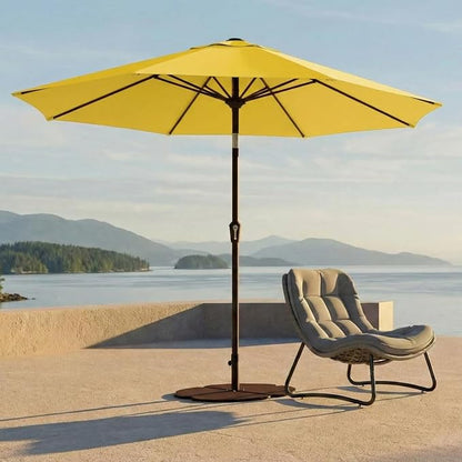 Kingdura 10FT Outdoor Patio Umbrella, Round Market Table Umbrella with Push‑Button Tilt and Crank Lift, 8 Sturdy Metal Ribs, UV50+ Protection Canopy for Backyard, Lawn, Deck, Poolside, Garden (Yellow)