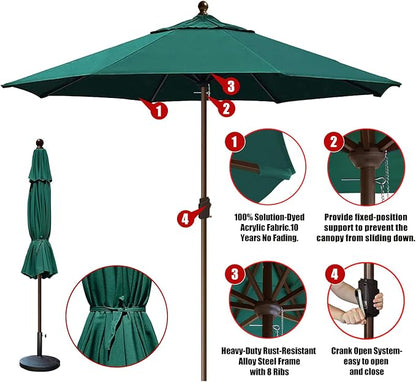 EliteShade USA 10-Year-Non-Fading 10Ft Market Patio Umbrella, UPF 50+ UV Protection Performance Sun Umbrella, Heavy Duty Commercial Grade Outdoor Table Umbrella with Crank, Windproof Vented Top for Garden, Pool, Deck and Outdoor Playsets, No Tilt, Fore...