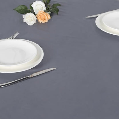 LUSHVIDA Round Waterproof Table Cover Elastic Vinyl Fitted Tablecloth Elastic Edged Plastic Table Cloth (Silver Grey, Best for Up to 36"-44" Round)
